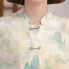 Roupas de Mãe Estilo Novo para Mulheres de Meia-Idade e Idosas de 40-60 Anos, Blusa Estilo Chinês Tamanho Grande, Top de Chiffon para 50 Anos, Roupa de Verão