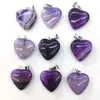 Venta Caliente Amazon Colgante de Amor de 20 mm Collar de Corazón de Amatista de Piedra Natural Colgante Llavero de Corazón de Ágata