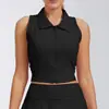 Top Deportivo Transfronterizo sin Mangas de Secado Rápido con Cuello Polo para Mujer, con Copas Fijas, Ropa de Tenis Antivibración de Corte Ajustado, Camiseta sin Mangas de Yoga para Mujer