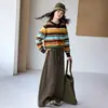 Conjunto Nuevo de Otoño 2026 para Niñas: Conjunto de Dos Piezas Vintage a Rayas de Colores con Pantalones de Pierna Ancha para Niños Mayores, Conjunto Elegante y Moderno