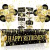Decoraciones para Fiesta de Jubilación Oro Negro Banner Feliz Jubilación Globo Logo de Jubilación Palo de Naipes Banner para Patio