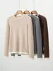Suéter de gola redonda 100% cashmere puro para mulheres, outono/inverno, com design falso de duas peças, tricô color blocking e corte solto e confortável