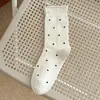 Calcetines de Lunares para Mujer, Calcetines Finos de Verano hasta la Mitad de la Pantorrilla, Zapatos Birkenstock, Calcetines Largos Holgados de Estilo Japonés con Borde Enrollado, Versátiles y Modernos, Algodón