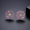 Brincos Cor-de-Rosa em Forma de Coração Jinse Amor Coreano Zircônia Incrustada Brincos Femininos Elegantes Doces Acessórios de Brincos Japoneses