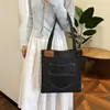 Bolsa de Lona de Comercio Exterior Gran Capacidad Bolso de Hombro para Mujer 2026 Nuevo Bolso Tote de Mezclilla Retro Bolsa para Estudiantes