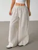 Pantalones Casuales de Pierna Recta para Mujer, Estilo Transfronterizo Europeo y Americano 2025, Cintura Elástica con Cordón, Perezosos, Versátiles, de Rayas Anchas