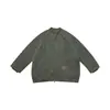 Roupas Vintage 2025 Outono Novo Vintage Retrô Cardigã com Zíper Gola Alta Moletom Unissex Jaqueta Relaxada