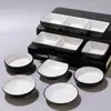 Restaurante de hot pot preto e cinza, prato de molho de duas ou três grades, prato de tempero para sushi e churrasco japonês, tigela pequena especial de melamina
