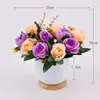 Flores artificiais transfronteiriças, flores simuladas, buquês de flores secas, decorações de plantas verdes de plástico, decorações para mesa de jantar de casa na sala de estar, pequenas plantas em vasos