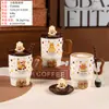 Copo de Água de Cerâmica com Design de Coração Delicado, Alto Valor Estético, Presente para Estudantes, Uso Doméstico, Caneca Prática com Tampa