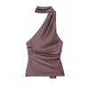 Ropa de Mujer al por Mayor Transfronteriza 2026 Primavera Nuevo Estilo Europeo y Americano Sexy Satén de Seda Textura Bufanda Top sin Mangas al Cuello