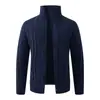 Cárdigan de punto trenzado con cuello alto para hombre, engrosado para otoño e invierno, suéter de punto trenzado con patrón de rombos, prenda exterior casual para hombre, stock de fábrica