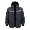 Jaqueta Corta-Vento Masculina Esportiva Outdoor Casual Solta Versátil Tendência Faixa Refletiva com Capuz Casaco Comércio Exterior