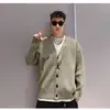 Cárdigan retro de punto para otoño e invierno para hombre, estilo coreano, holgado y casual, maduro y elegante, suéter guapo con cuello en V, jersey relajado
