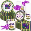 Mm044 Fiesta de Máscaras de Mardi Gras Fiesta Festival Fiesta Pancarta para 8 Personas Juego de 4 Piezas Plato de Papel Vaso de Papel