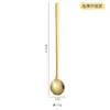 Aço Inoxidável Dourado Pequena Colher Redonda Café Cabo Longo Colher de Mistura Mel Ninho de Pássaro Colher de Sobremesa de Iogurte Colher Colher de Sopa