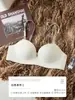 Conjunto de Sutiã e Calcinha Feminino Sem Costura Push-Up para Seios Pequenos, Espessado para Seios Grandes, Anti-Queda, Sexy com Alça de Ombro com Letras