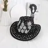 Sombreros de Nuevo Estilo Transfronterizos con Pedrería al por Mayor Moda Sombreros Vaqueros Occidentales Sombreros para Fiestas de Música Jazz Sombreros Vaqueros de Fieltro