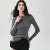 Suéter de cachemira sin costuras para mujer, cuello redondo, acanalado, corte ajustado, tejido de punto pull-over, capa interior, capa base
