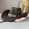 Hebilla de Remache para Cinturón de Piel de Vaca Sombrero Jazz para Hombres y Mujeres Primavera, Verano y Otoño Viajes al Aire Libre Sombrero para el Sol Ala Ancha Sombrero de Vaquero Occidental de Xizang