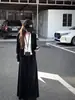 Chamarra sudadera negra con capucha para mujer, cárdigan top ajustado para principios de otoño, falda corta, conjunto de estilo coreano, juego completo