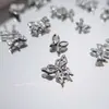 1000 Piezas de Decoraciones de Moños para Uñas de Aleación Mixta, Moños de Cinta Huecos, Pedrería Plateada para Uñas, Al por Mayor