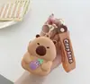 Linda Cartera de Silicona de Capibara, Bolsa de Dibujos Animados para Niños, Bolsa de Almacenamiento Portátil, Tarjetero, Bolsa para Auriculares, Colgante Pequeño
