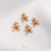 Pingente de urso mini com zircônia microincrustada, pulseira/colar cor de ouro 14K, joias, acessórios de pingente DIY
