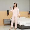Encaje Nuevo Diseño Hueco Encaje Ropa de Casa Gama Alta Lujo Ligero Color Sólido Seda de Hielo Pijama Mujer Primavera y Otoño Mangas Largas