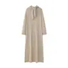 Vestido Largo de Punto con Cuello Alto y Cordones Sumeihui 2026 Otoño e Invierno Nuevo Nórdico Vkc Elegante Minimalista de Manga Larga