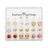 Estilo Europeu e Americano Conjunto de Brincos Stud com 12 Pares de Florzinhas e Pérolas Artificiais Redondas, Conjunto Personalizado de Brincos Stud com 12 Pares e Vários Estilos