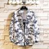 Camisa masculina de manga comprida nova primavera estilo Hong Kong moda jovem casual solta lapela camisa estampada