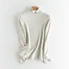Suéter térmico de lana de cuello alto, top de punto liso de manga larga simple, nuevo top ajustado para otoño e invierno