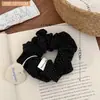 Novo scrunchie de tecido falso algodão-linho com bolinhas estilo coreano vintage para meninas, acessório de cabelo simples e versátil para rabos de cavalo