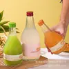 Botella de Vino de Vidrio con Patrón de Glaciar de 750 ml, Botella Decantadora Auto Sellante para Vino Casero, Botella Transparente con Rayas Verticales para Vino de Frutas de 500 ml, Botella para Bebidas
