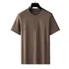 Dropshipping Verano Ultra-Delgada Camiseta Deportiva Casual de Seda de Morera de Manga Corta para Hombres Conjunto de Dos Piezas para Hombres de Mediana Edad