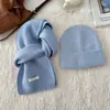 Conjunto de Chapéu e Cachecol 100% Lã Pura Peça Única Cor Lisa Masculino e Feminino Outono e Inverno Conjunto Combinado Espesso e Quente Transfronteiriço