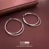 Pendientes de Aro Doble Estilo Francés Moda de Nicho Pendientes de Línea Minimalistas Pendientes de Aro Lisos Exquisitos para Chicas Audaces