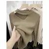 Suéter de punto acanalado de cuello alto ajustado para mujer con diseño hueco, nuevo estilo Otoño/Invierno 2026 Top Básico