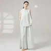 Roupas de Prática de Dança Moderna para Mulheres, Dança Clássica, Novo Estilo Chinês, Macacão de Calça Larga sem Mangas