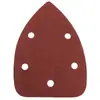Papel de lija triangular rojo autoadhesivo de 90*140*140 mm con 5 agujeros, reverso flocado y terciopelo, ideal para pulir madera.