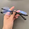 Gafas de Moda Retro Negocios Versátiles Unisex Sin Marco Perforadas Patas Gruesas para Graduación y Sin Graduación