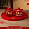 Tazas de Té para Brindis de Boda, Tazas y Cuencos de Pareja Dragón y Fénix, Juego de Cuenco y Palillos de Boda, Juego de Té Rojo para Novios