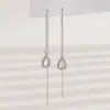Pendientes Largos con Borla de Gota de Agua Brillante Hueca, Sencillos Elegantes, Estilo Femenino, Aspecto Adelgazante, Pendientes Largos, Exquisita Tendencia de Pendientes Europeos y Americanos