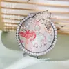 Kit de Materiales para Espejo de Maquillaje Brocado Song Estilo Chino DIY, Espejo de Maquillaje Hanfu Hecho a Mano Patrimonio Cultural Inmaterial, Bolsa Portátil, Set de Regalo Hecho por Uno Mismo