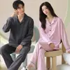 Pijama de Pareja Thermolite Otoño/Invierno Cepillado Temperatura Constante Manga Larga Hombre/Mujer Engrosado Cálido Moderno Conjunto de Ropa de Casa
