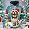 Moletom Masculino com Forro de Lã Capuz Fofo de Cachorro para o Natal Moda Estampa Digital de Animal 3D Venda Quente Transfronteiriça
