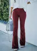 Pantalones de pana acampanados de cintura alta ajustados de color liso para mujer, con cintura elástica, de moda casual, para la primavera y el otoño 2026, transfronterizos