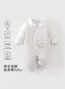 Ropa de algodón de 150 g con cuello de muñeca para bebé recién nacido, mameluco de algodón puro sin costuras para bebé para otoño e invierno, ropa de algodón engrosada para niñas