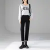 Jeans Rectos Gruesos Forrados de Polar de Cintura Alta para Mujer Otoño e Invierno Sueltos Adelgazantes Forrados Tubo Ahumado Pantalones Exteriores Ajustados
